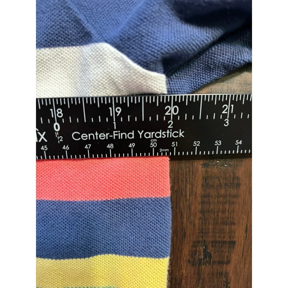 Polo Ralph Lauren Shirt Mens M Striped Short Sleeve Navy Blue Green White Preppy